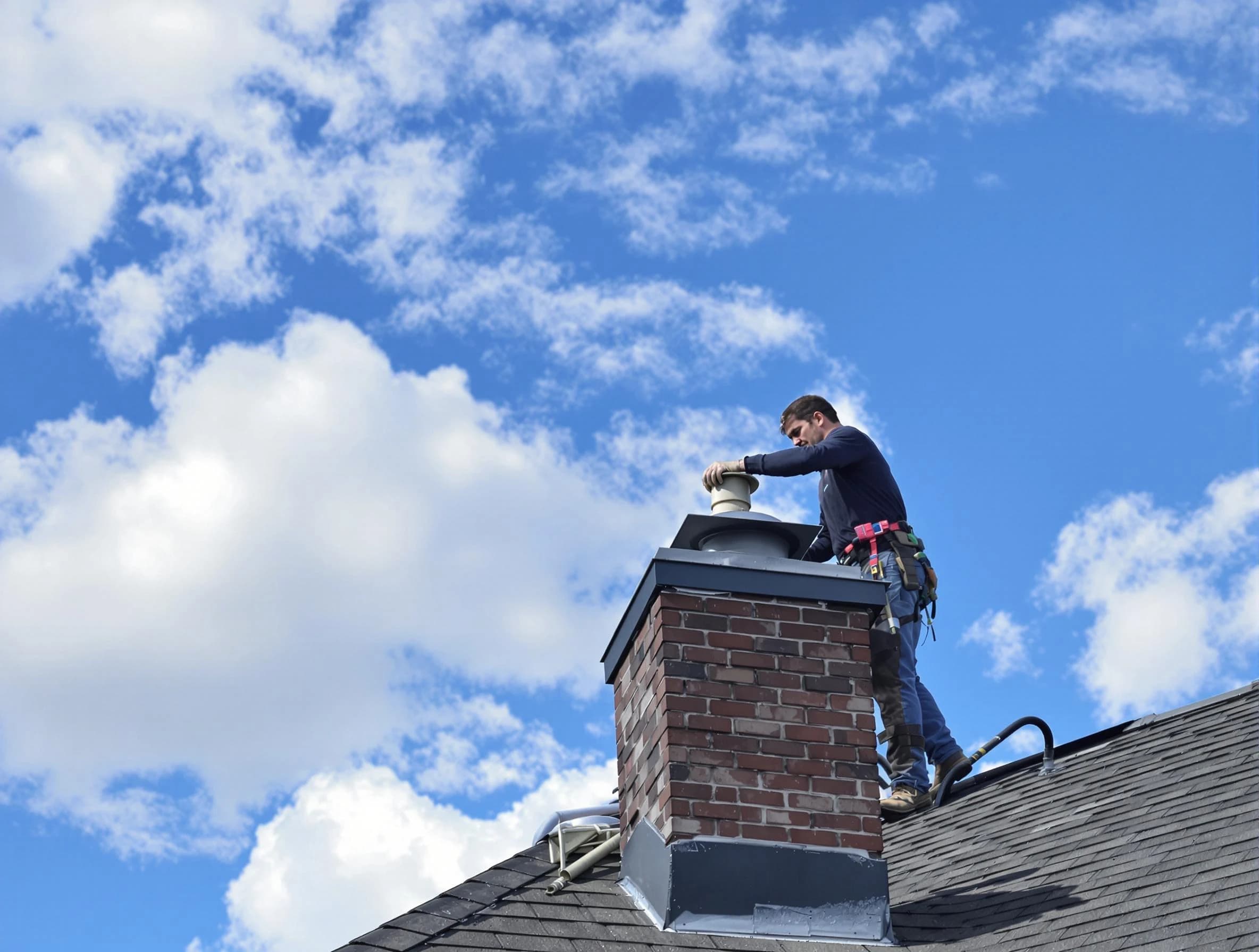 Easton Chimney Sweep installing a sturdy chimney cap in Easton, MA