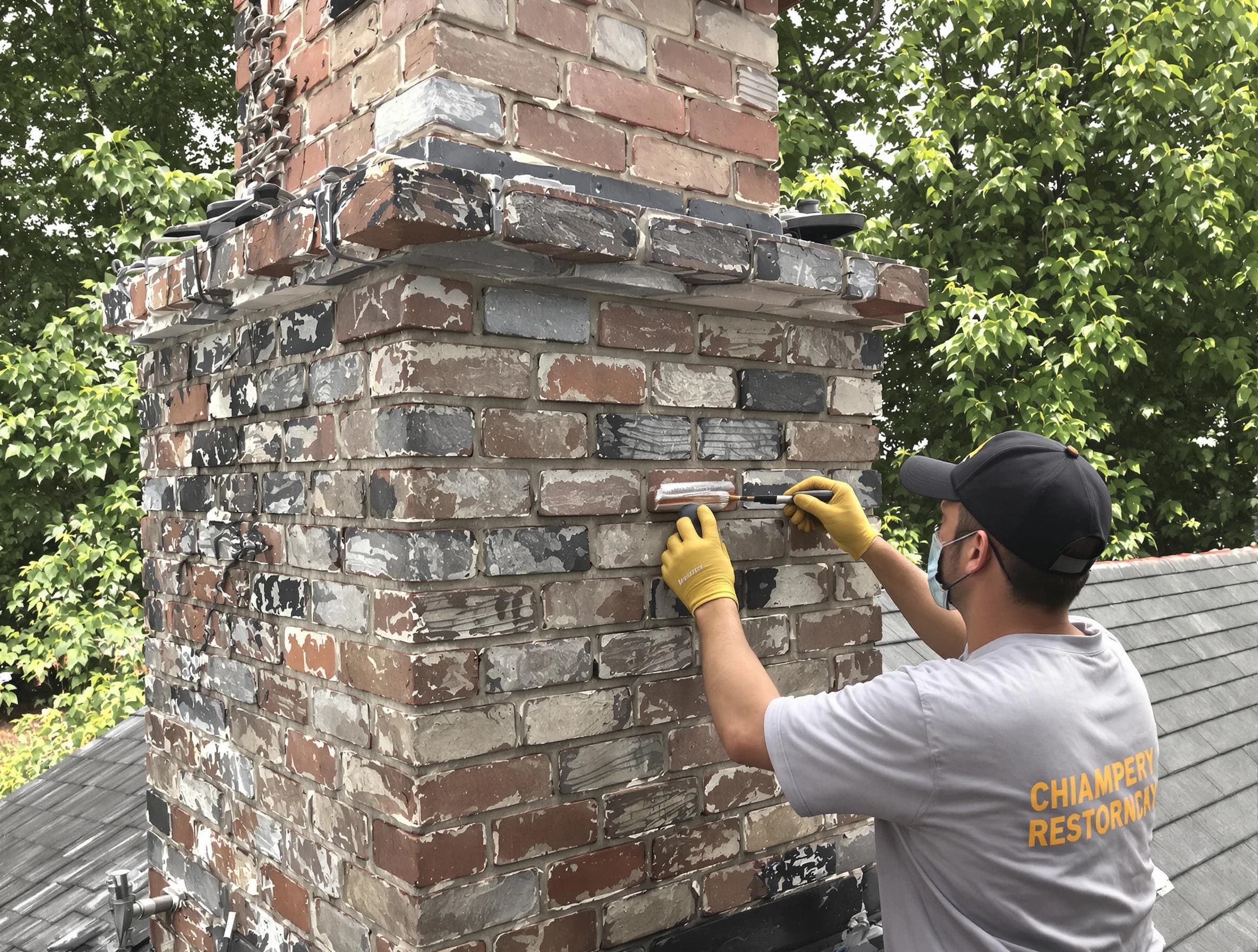 In-progress chimney restoration by Easton Chimney Sweep in Easton, MA