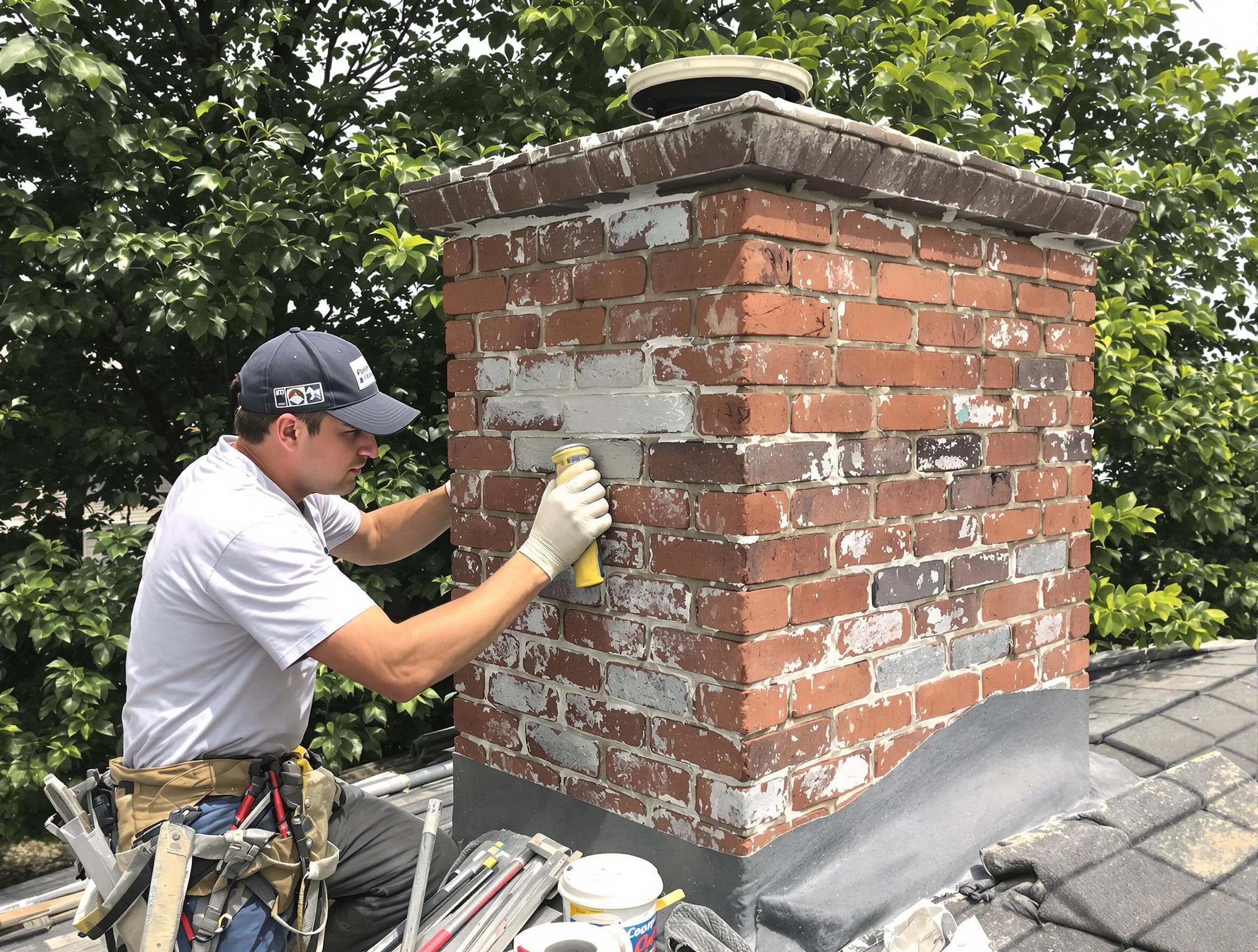 Easton Chimney Sweep restoring an aging chimney in Easton, MA