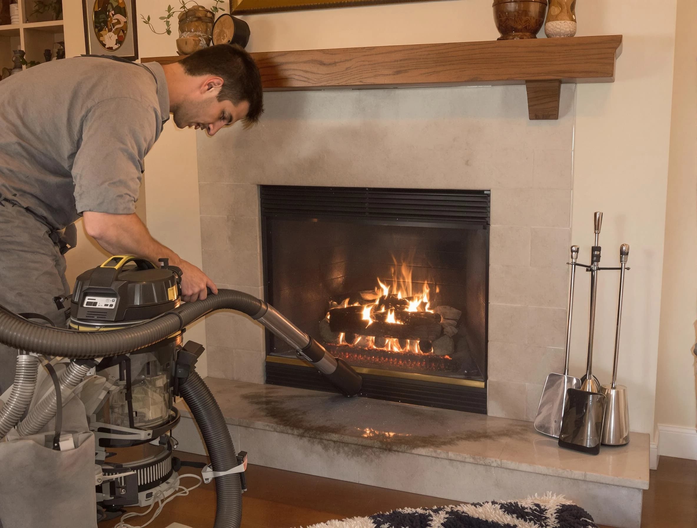 Routine fireplace upkeep by Easton Chimney Sweep in Easton, MA