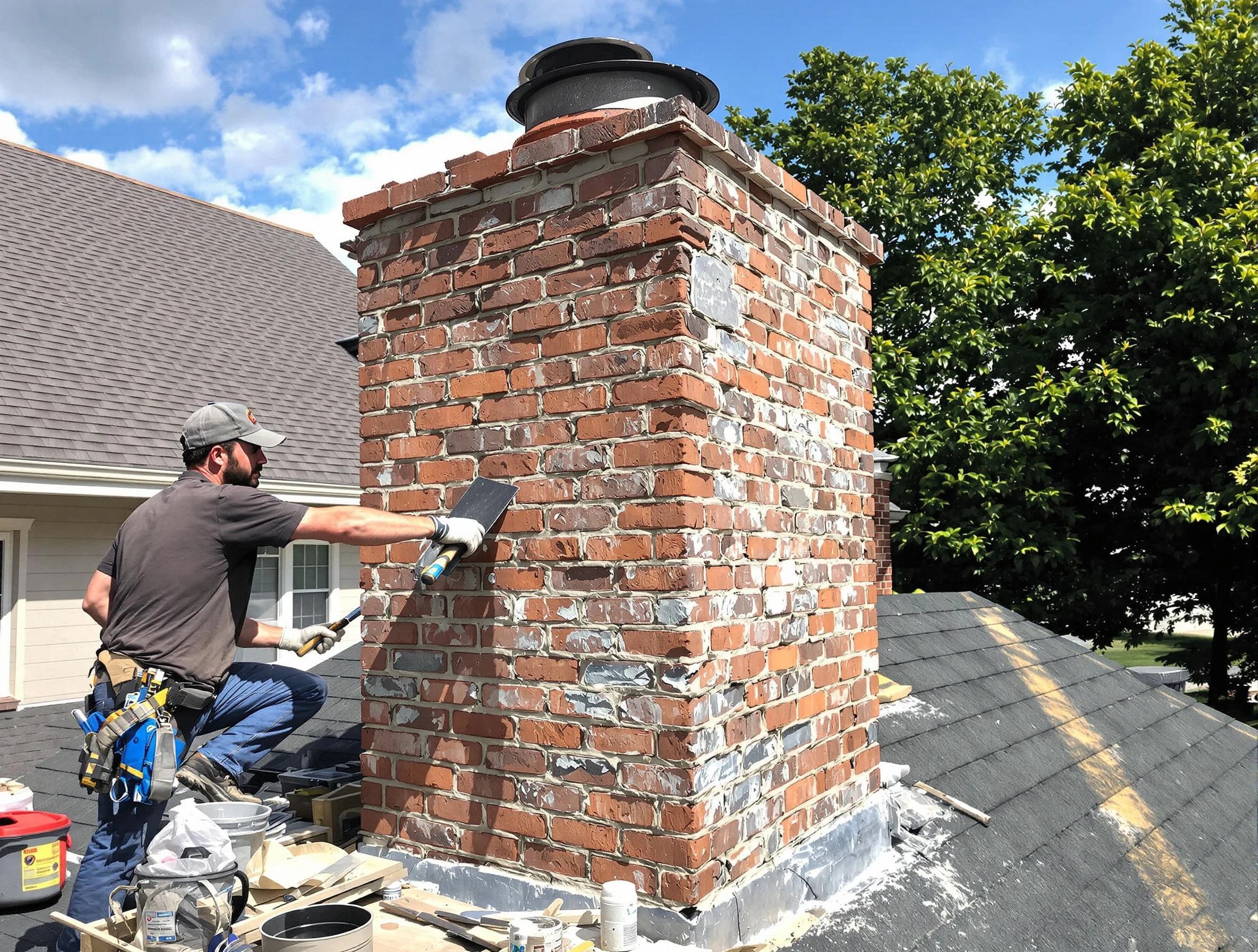 Completed chimney rebuild by Easton Chimney Sweep in Easton, MA