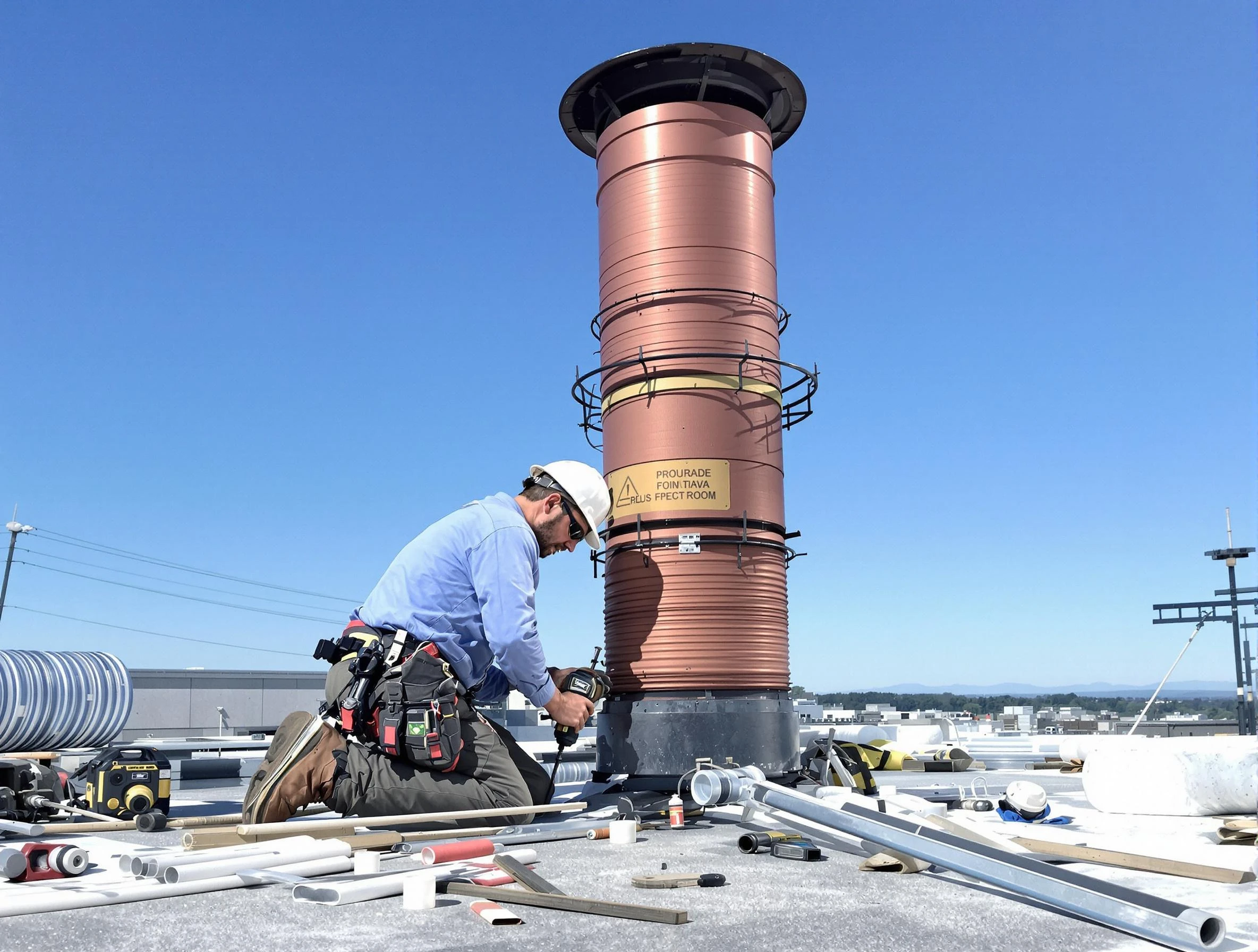 Installed chimney liner by Easton Chimney Sweep in Easton, MA
