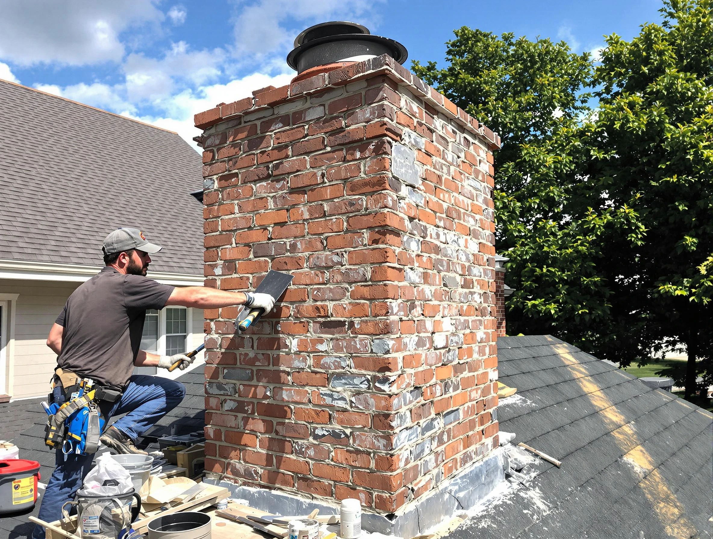 Completed chimney rebuild by Easton Chimney Sweep in Easton, MA