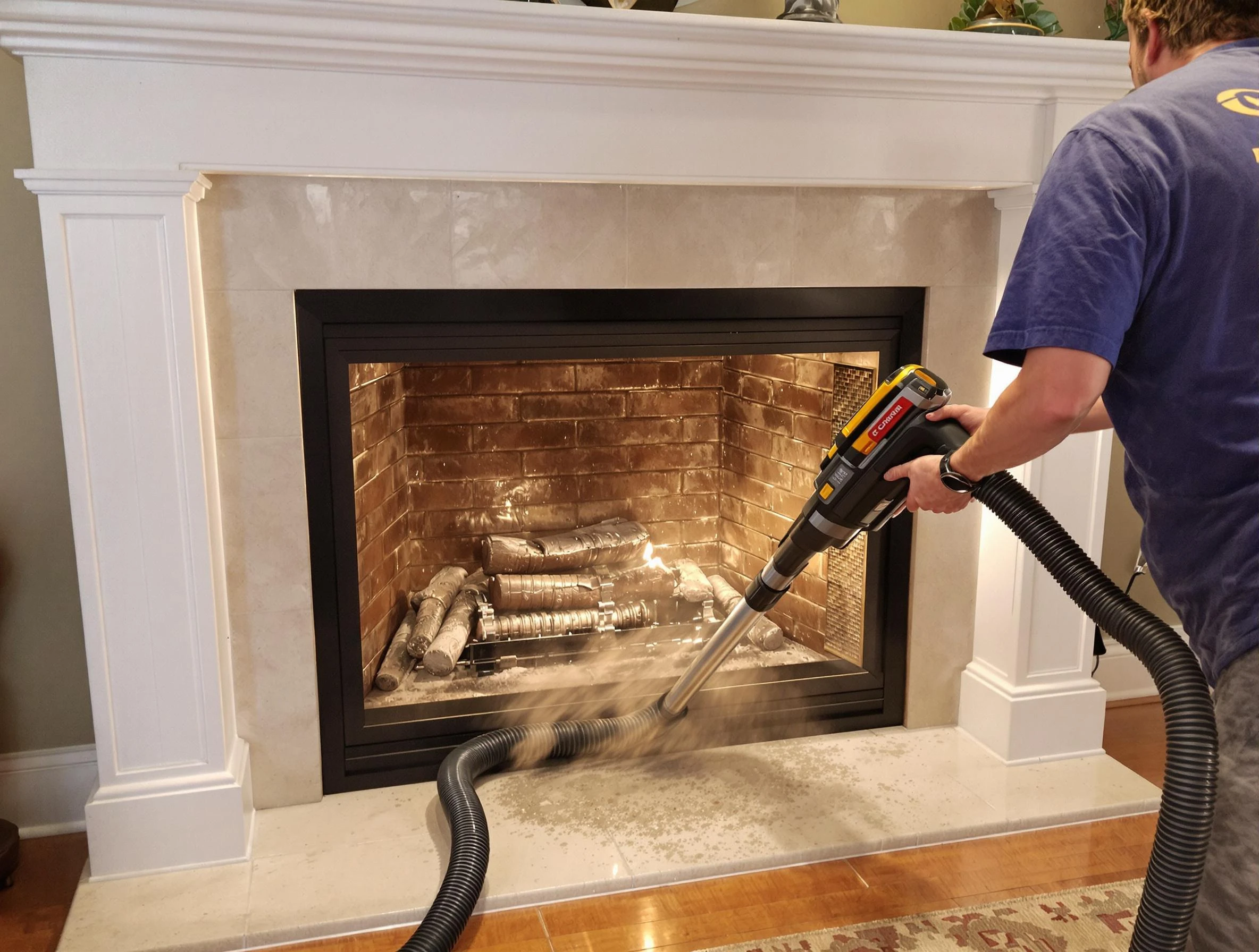 Fireplace cleaning performed by Easton Chimney Sweep in Easton, MA