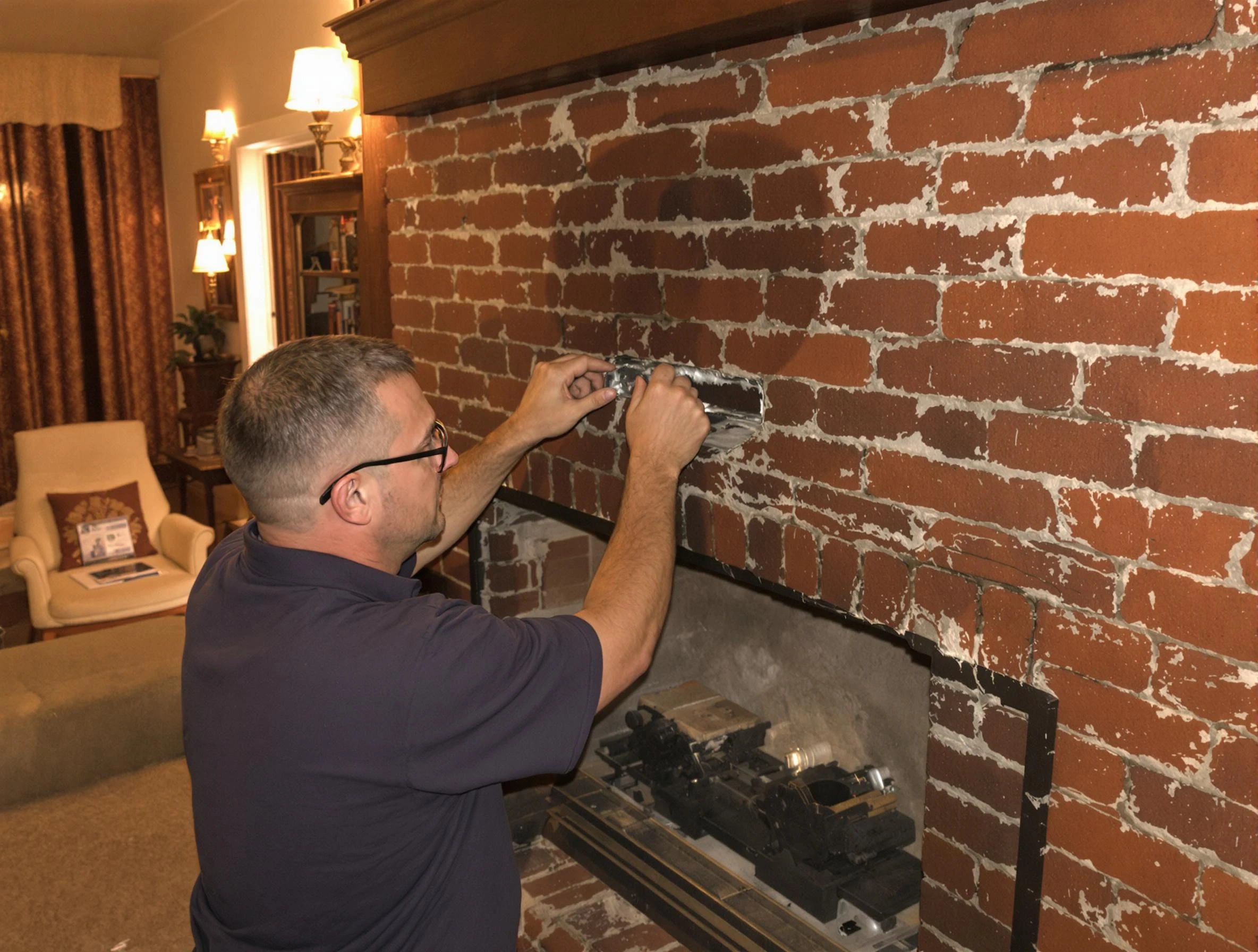 Easton Chimney Sweep expert fixing a fireplace in Easton, MA